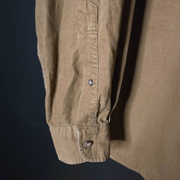 Vintage John Ashford Mens XXL Corduroy Long Sleeve Button-Down Shirt Beige Tan N - Picture 5 of 7